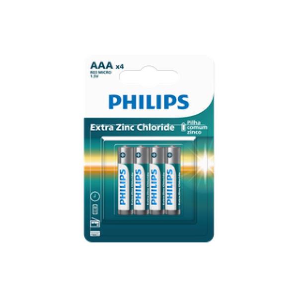 PILHA PHILIPS ZINCO AAA C 4 TUBO