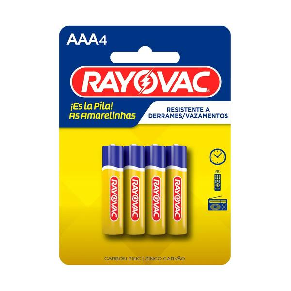 PILHA RAYOVAC AAA AMARELA 4UN CARTE