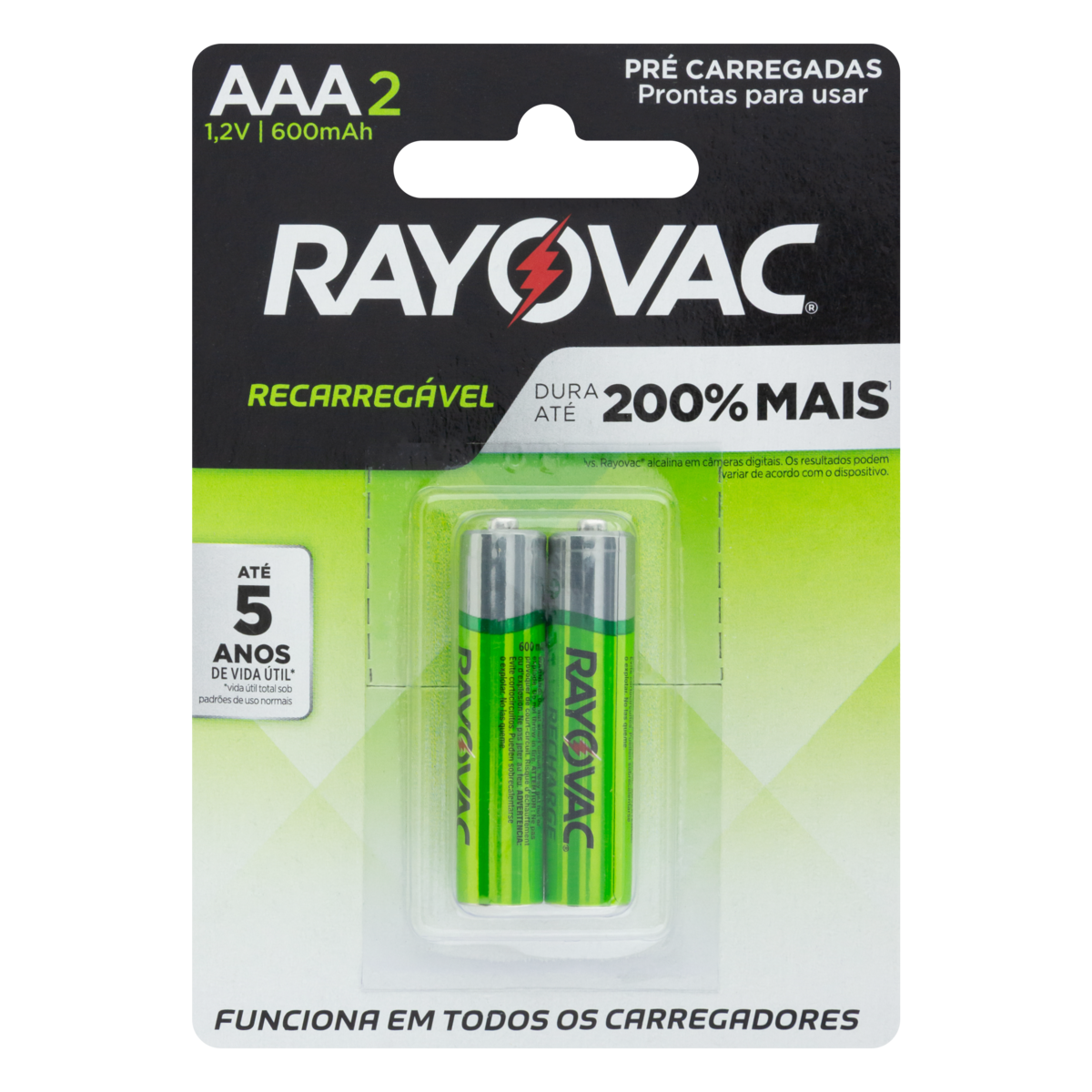 PILHA RAYOVAC C/2 RECARREGAVEL AAA2