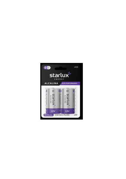 PILHA STARLUX ENERGY D2 ALCALINA COM 2 UNIDADES
