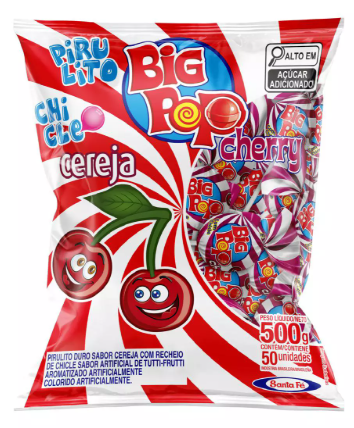 PIRULITO BIG POPS CHERRY C/CHICLE 500G 