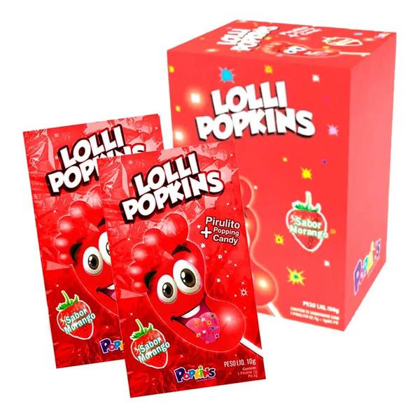 PIRULITO LOLLI POPKINS 10G MORANGO