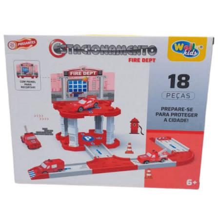 BRINQUEDO PISTA COM ESTACIONAMENTO CARRO FIRE DEPT WELLMIX