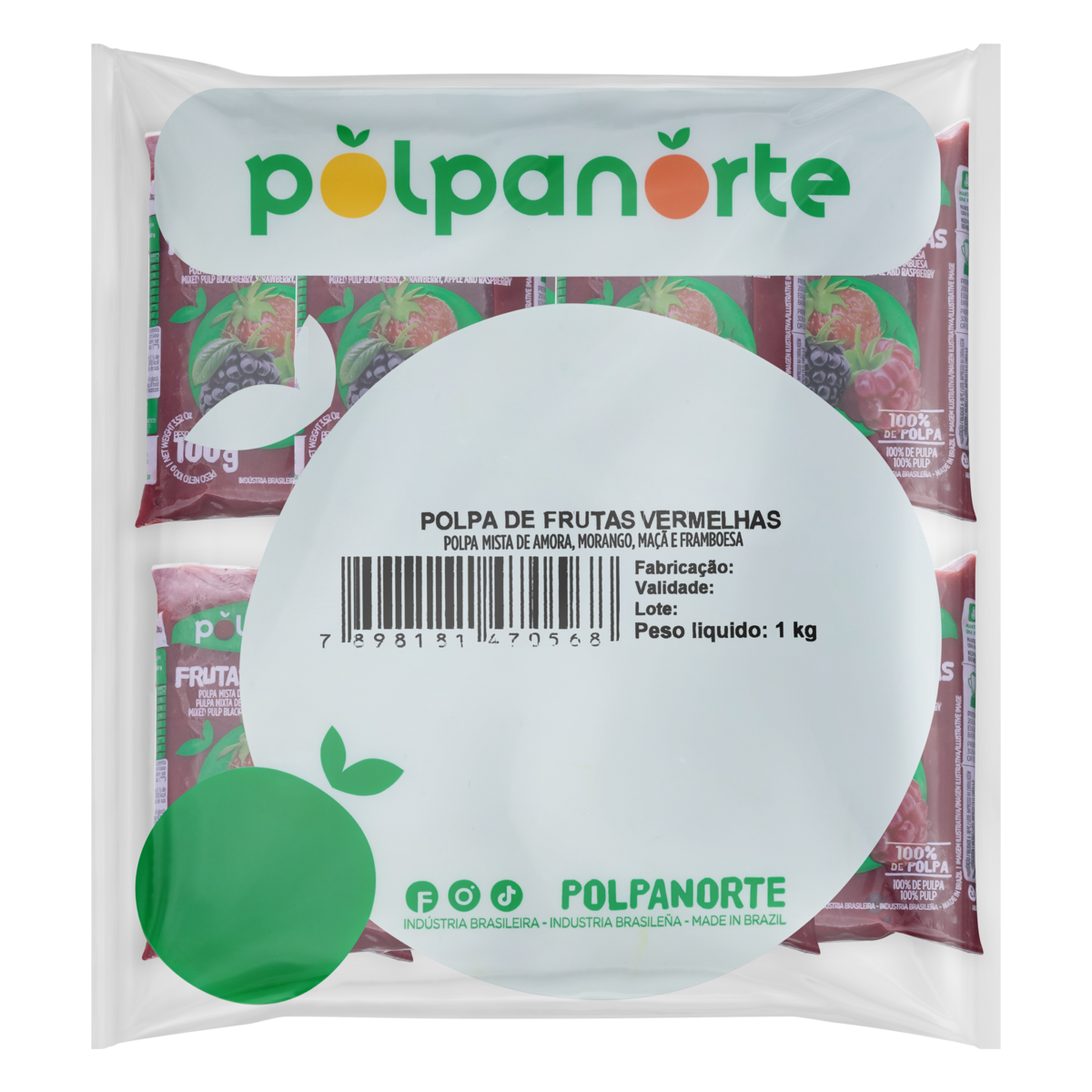 POLPA 100G POLPANORTE FRUTAS VERMELHAS