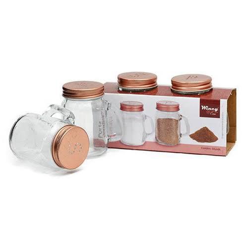 Conj Porta Condimento Vidro 130Ml Emb Rio De Ouro  2un Rose VDA09093 