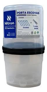 PORTA ESCOVA PLAST NITRON C/TAMPA BRANCA 20CM