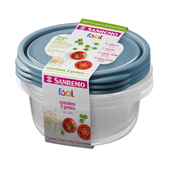 CONJ 3 POTES PLASTICO 1,3L SANREMO