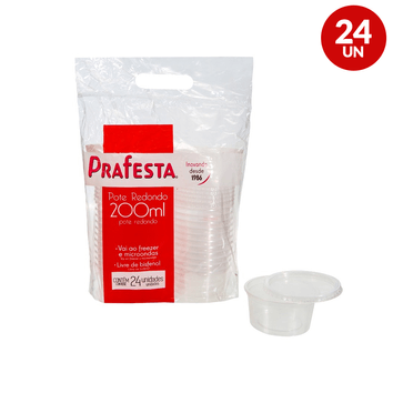 POTE PRAFESTA REDONDO C/TAMPA 200ML C/24