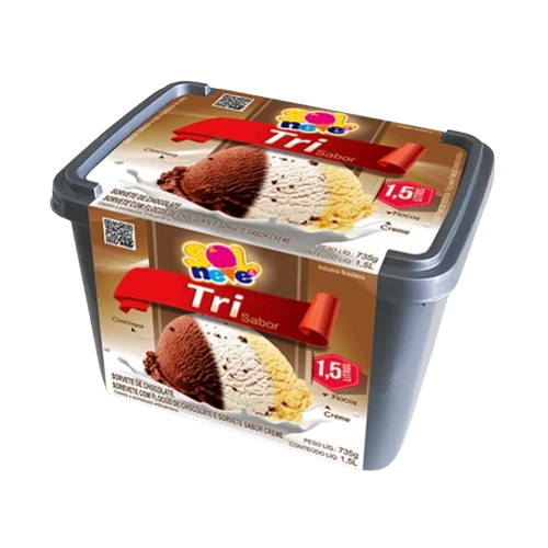 SORVETE SOLNEVE 1,5L TRI SABOR CHOC. FLOCOS CREME