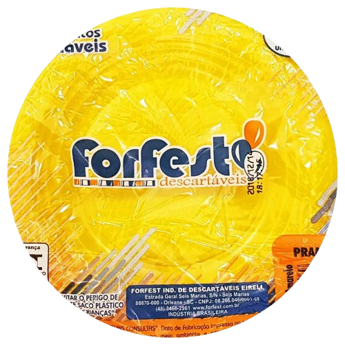 PRATO FORFEST RASO 15CM AMARELO C/10