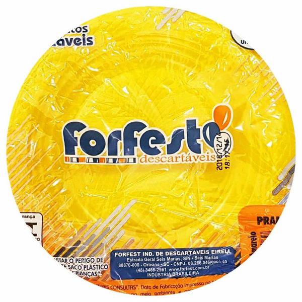 PRATO DESC FORFEST RASO 10UN 15CM AMARELO