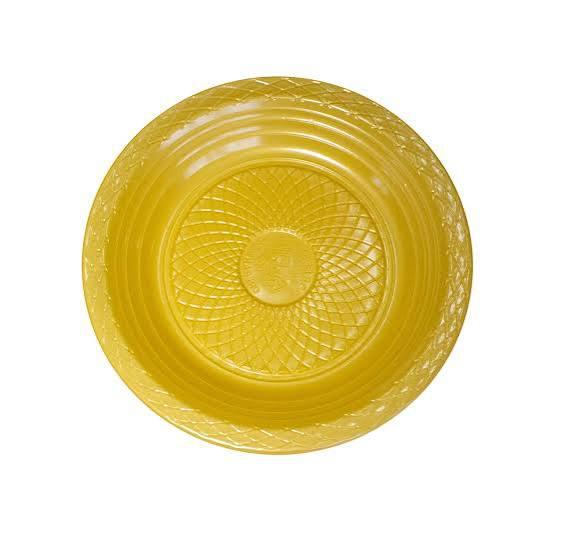 PRATO DESC C/10 FORFEST RASO 15CM DOURADO