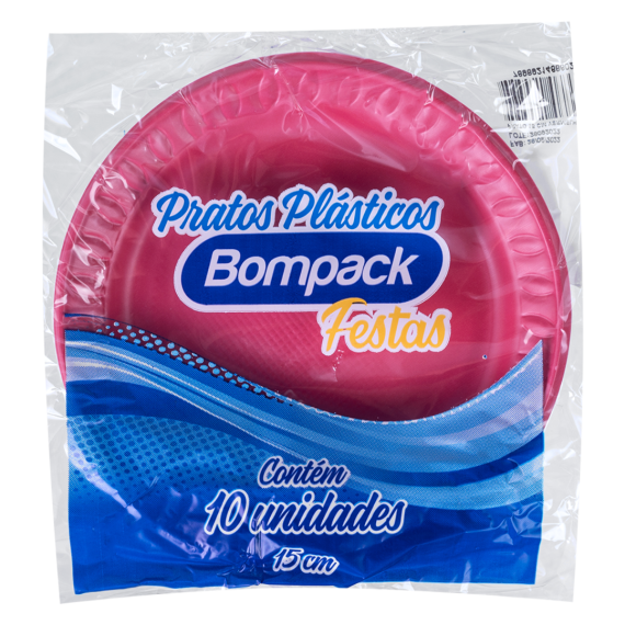 PRATO BOMPACK 15CM VERMELHO C/10UNID