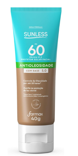 PROTETOR SOLAR FACIAL SUNLESS 40G F60 C/