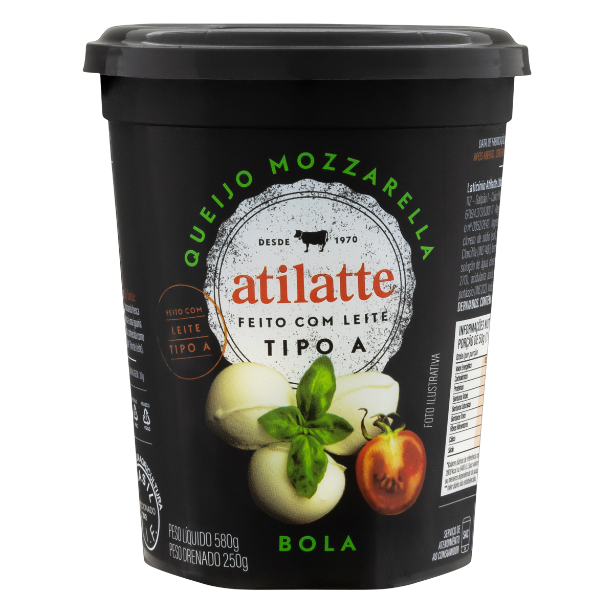 QUEIJO MOZARELLA ATILATTE 250G BOLA