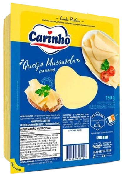 QUEIJO MUSSARELA FATIADO  CARINHO 150G