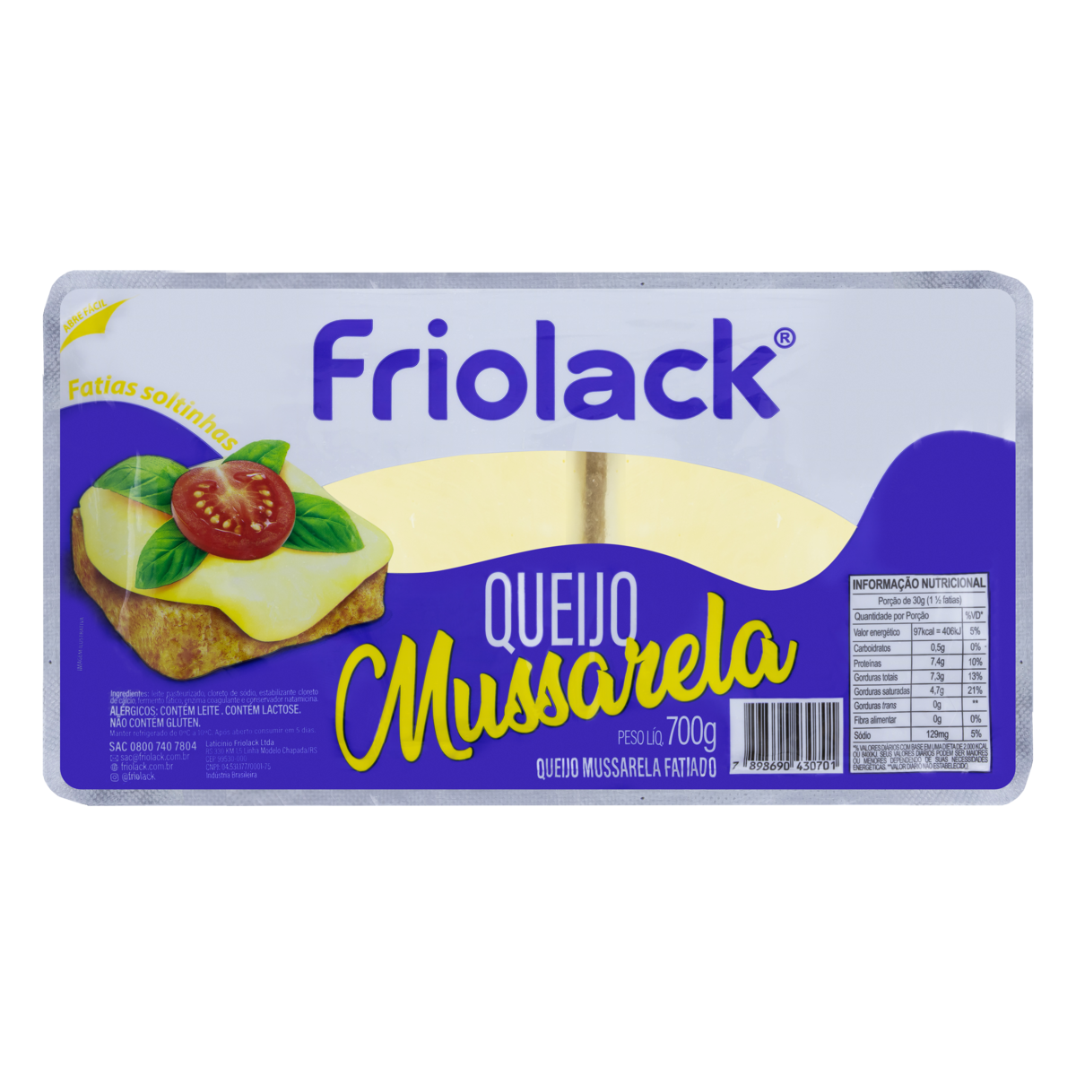 QUEIJO FRIOLACK 700G MUSSARELA