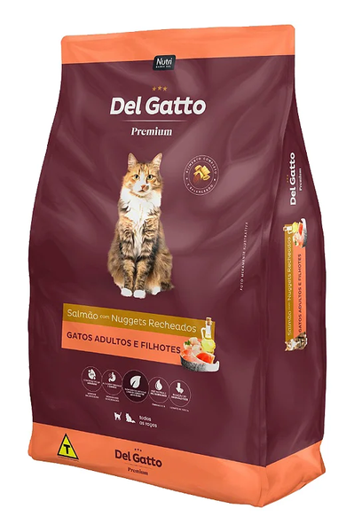 RACAO DEL GATTO PREMIUM 500GR SALMAO