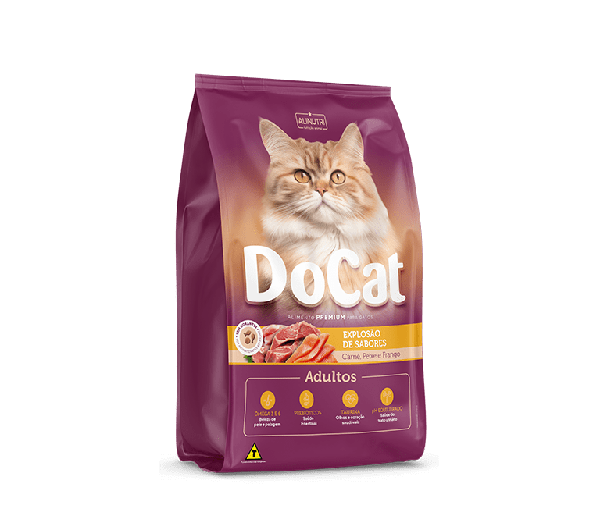 Racao Docat Premium 1kg Carne Peixe Frango