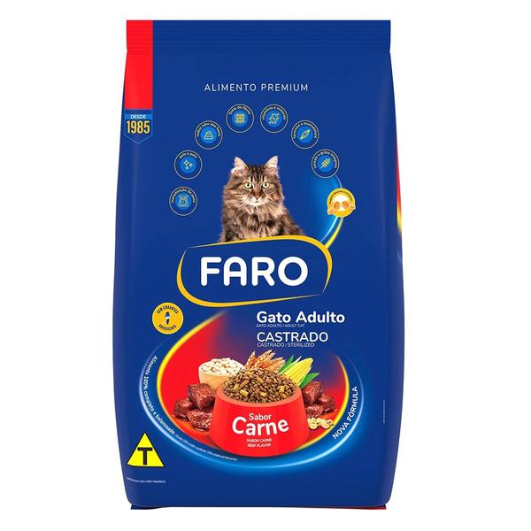 RACAO FARO GATO AD.CAST.900G CARN.F