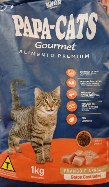 ALIMENTO GATO SECO GOURMET CASTRADOS  PAPA CATS PCT 1kg