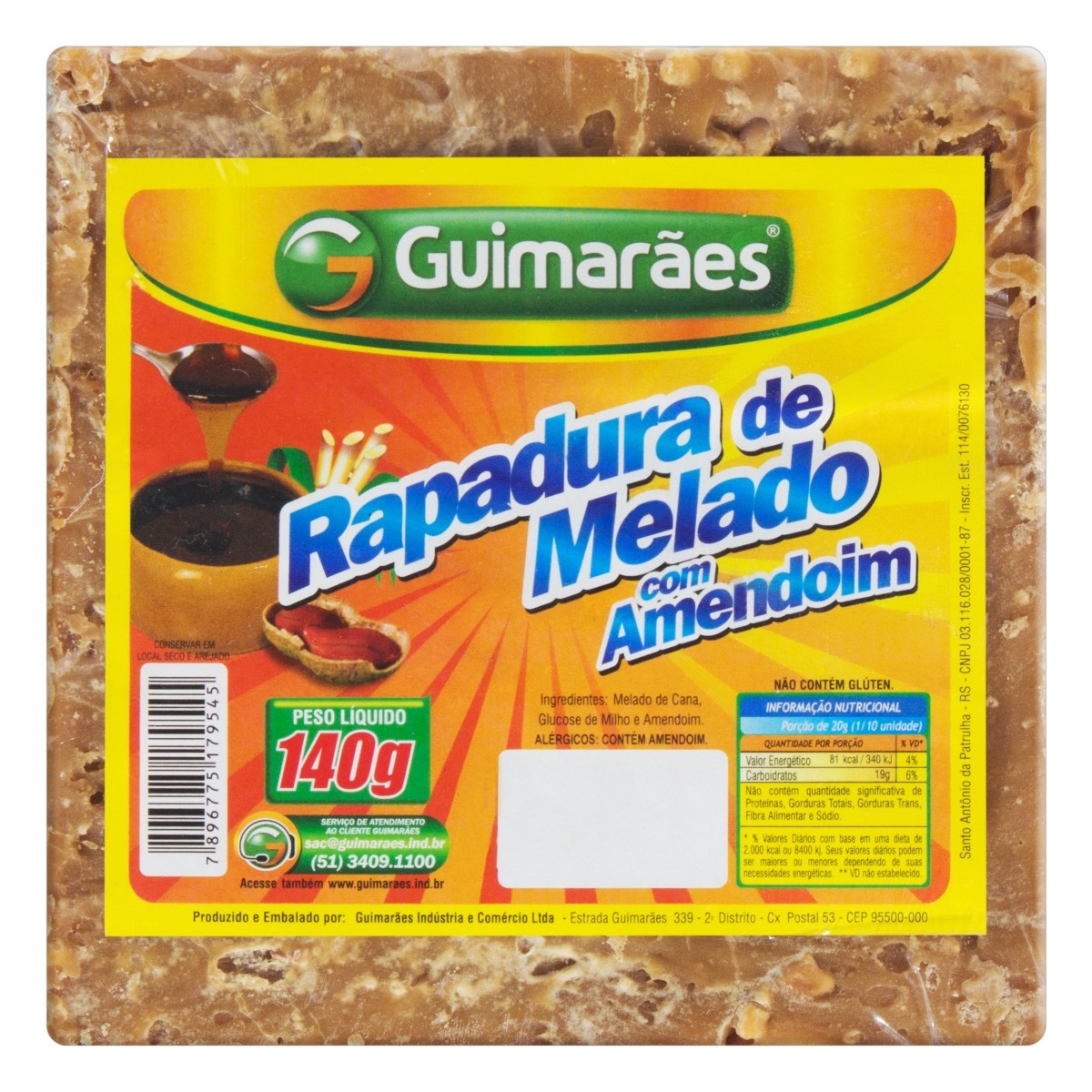 RAPADURA GUIMARAES MELA C/AMENDOIM 140G
