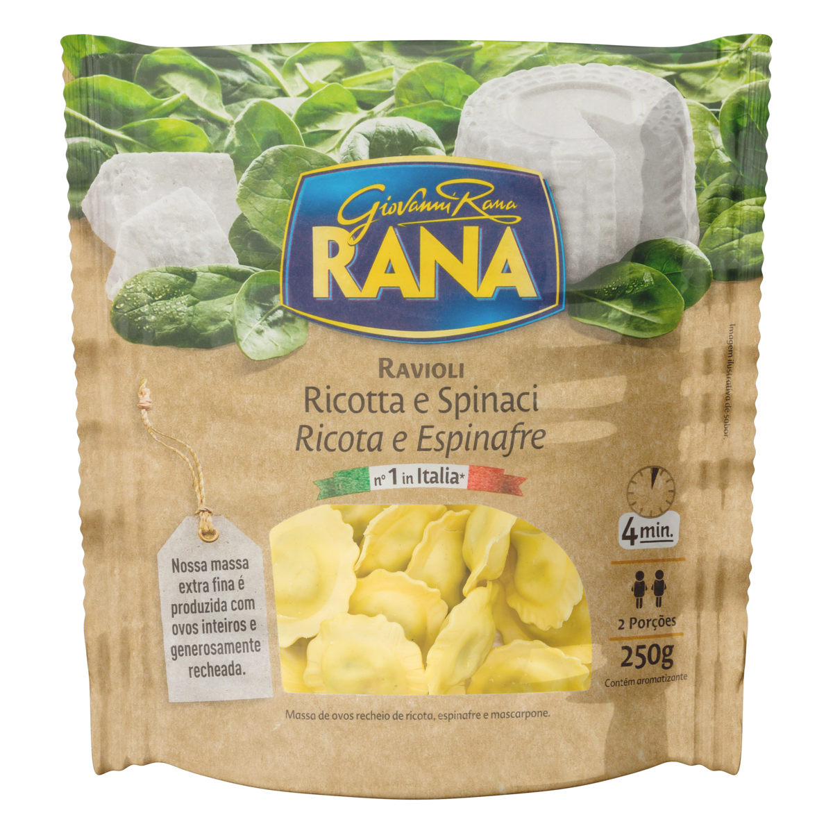 FR MASSA RAVIOLI RICOTA E ESPINAFRE RANA 250GR