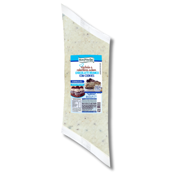 RECHEIO COBERTURA BOM PRINCÍPIO SABOR CHOCOLATE BRANCO C/ COOKIES SC 1,01KG