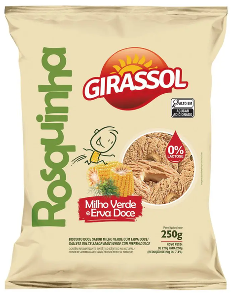 Biscoito Rosquinha Girassol Milho 250G Erva Doce
