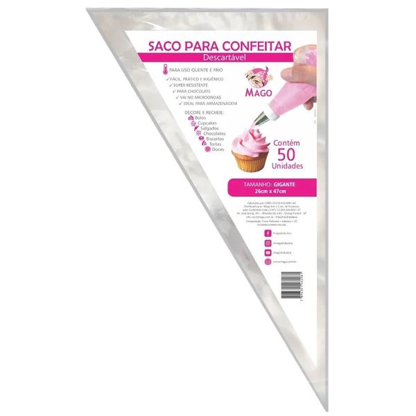 MANGA P/ CONFEITAR PLASTICO GG DES.C/50U