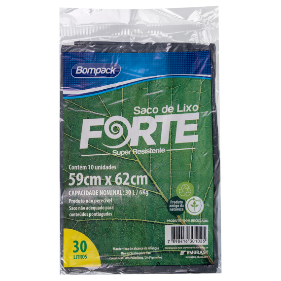 SACO LIXO BOMPACK 30L FORTE 10UN 