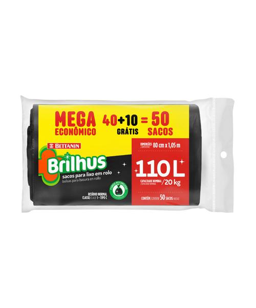 SACO P/LIXO BRILHUS 110L MEGA ROLO C/50