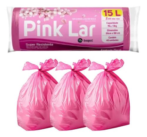 SACO P/LIXO PINK LAR 15LT ROLO