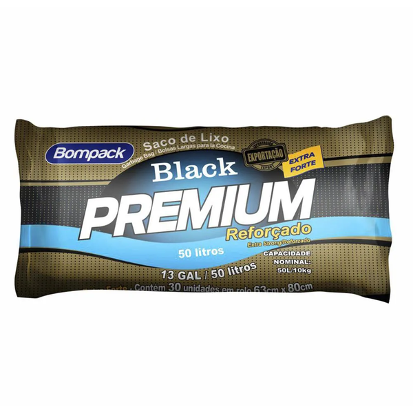 SACO DE LIXO BLACK PREMIUM 50L 63X80 C/30UN BOM
