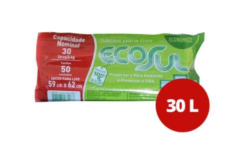 SACO LIXO ECOSUL ROLINHO 30 LT C 10 UN