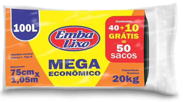 Saco Lixo Embalixo Mega 100L 50Un