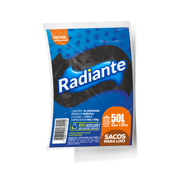 SACO LIXO RADIANTE PRETO 50L