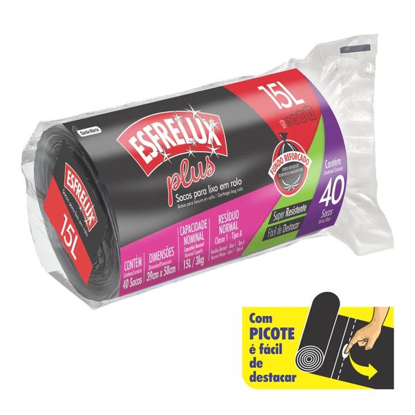 Saco Lixo Santa Maria 15l Rolo