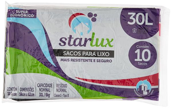 SACO DE LIXO STARLUX PRETO 30L