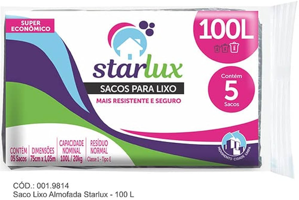 SACO DE LIXO STARLUX PRETO 100L