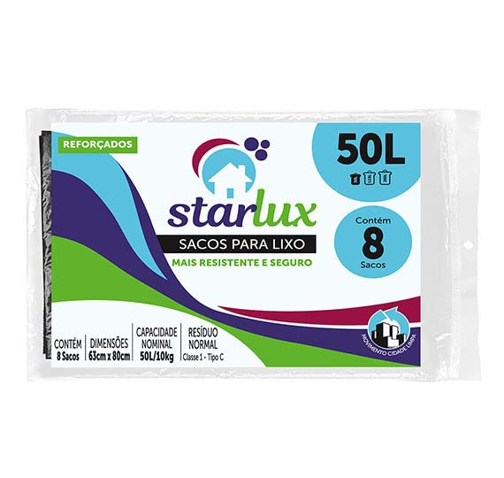 SACO DE LIXO STARLUX PRETO 50L