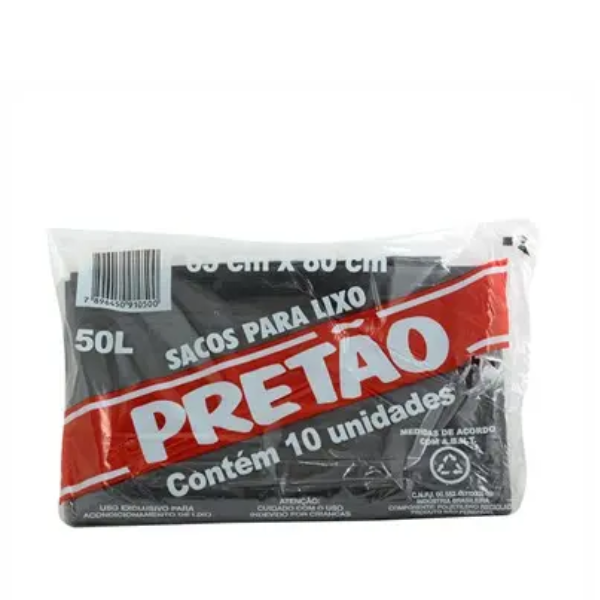 Saco Lixo Pretao 50L 10Un