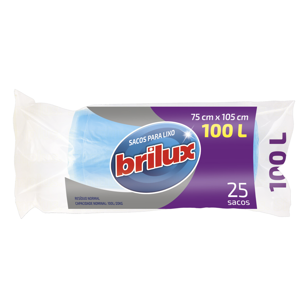 SACO P/ LIXO BRILUX ROLO 100L 25UN 