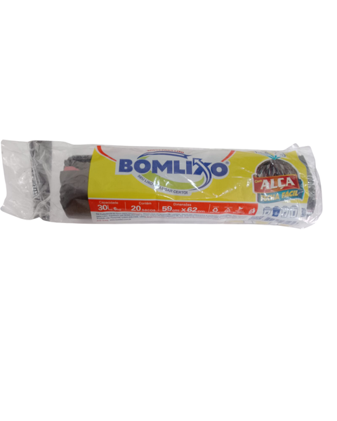 SACO P/LIXO BOMLIXO 30L ROLO PRETO C/20 FECHA FACIL