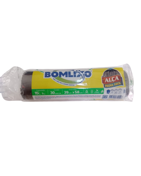SACO P/LIXO BOMLIXO 15L ROLO PRETO C/30 FECHA FACIL