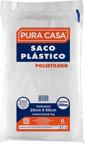 SACO PLASTICO PURA CASA 20X30 1KG