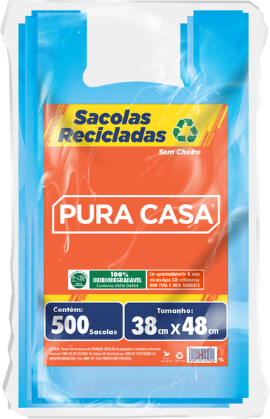 EMBALAGEM SACOLA PLASTICA 500UN 38X48 RECICLADO 