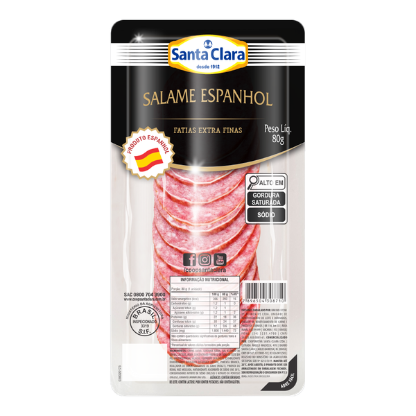 SALAME ESPANHOL STA CLARA 80G FATIADO