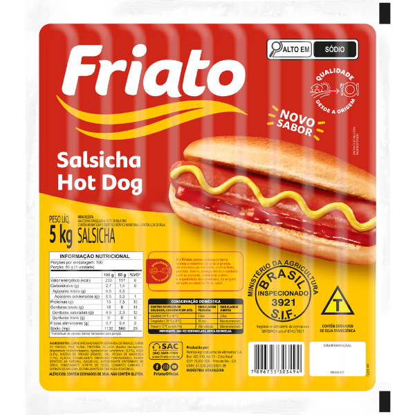 SALSICHA FRIATO HOT DOG CG PCT 5KG