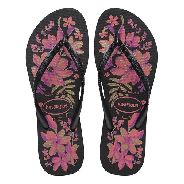 HAVAIANA SLIM ORGANIC PRETO/CINZA/OURO 33/34